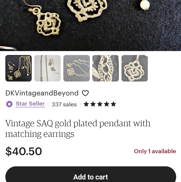 VINTAGE SAQ NECKLACE and EARRINGS SET - Picture 4 of 4